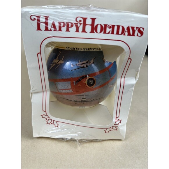 4 Rare VTG 80s 90s New Happy Holidays Aircraft Flight History Bulb Ornaments USA - Picture 6 of 16